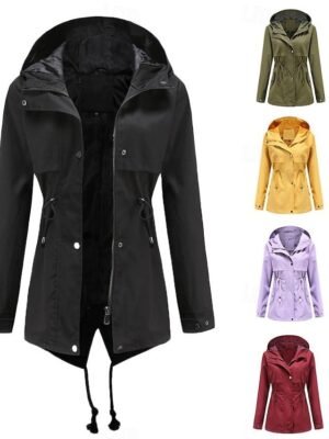 Outdoor Loose Fit Solid Zipper Hoodie Long Sleeve Winter Coat - Image 1