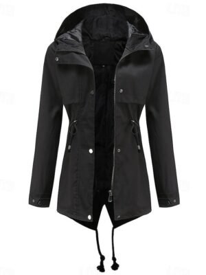 Outdoor Loose Fit Solid Zipper Hoodie Long Sleeve Winter Coat - Image 3