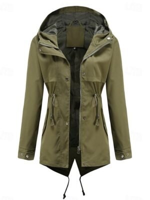 Outdoor Loose Fit Solid Zipper Hoodie Long Sleeve Winter Coat - Image 5