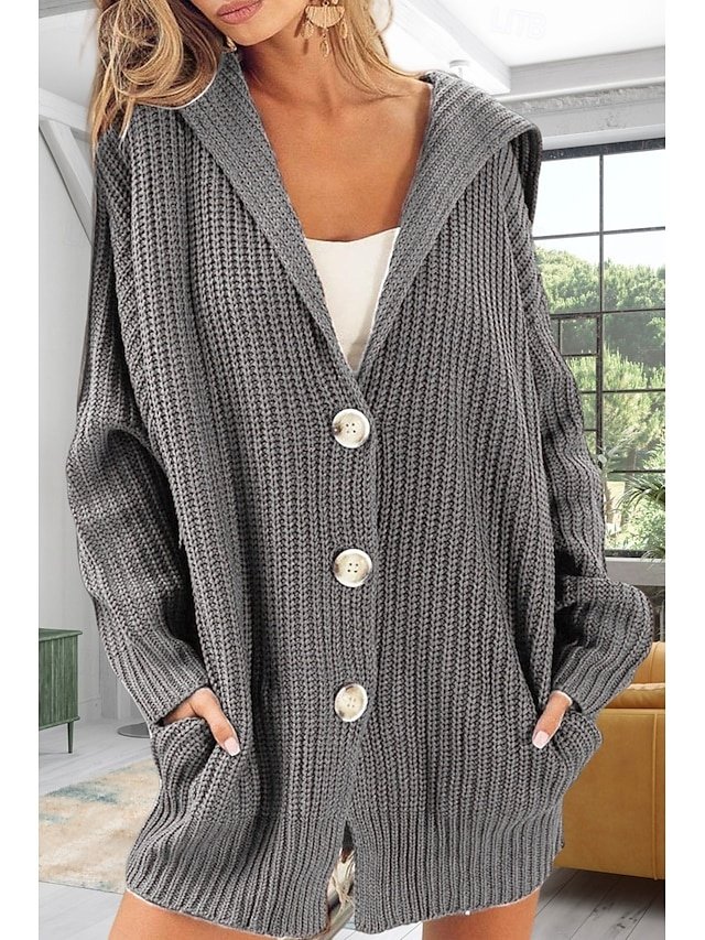 Oversized Long Solid Open Front Long Sleeve Cardigan - Image 1