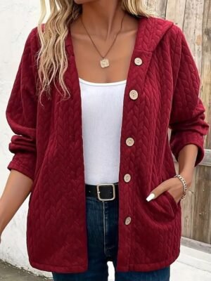 Party Loose Fit Solid Button Vintage Windproof Long Sleeve Jacket - Image 1