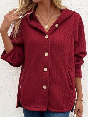 Party Loose Fit Solid Button Vintage Windproof Long Sleeve Jacket - Image 2