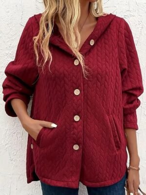 Party Loose Fit Solid Button Vintage Windproof Long Sleeve Jacket - Image 5