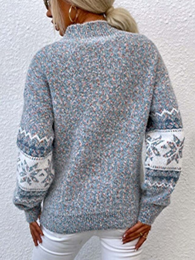 Party Loose Print Crew Neck Long Sleeve Knit Sweater - Image 2