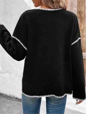 Party Loose Solid Colour Windproof Long Sleeve Jacket - Image 2