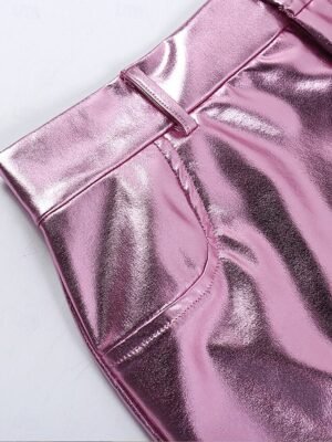 Party Mini Mid Waist Solid Mini Skirt - Image 4