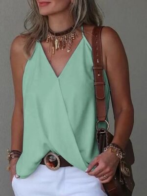 Party Regular Basic V Neck Sleeveless Camisole Tank Top - Image 3