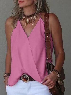 Party Regular Basic V Neck Sleeveless Camisole Tank Top - Image 6