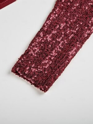 Party Regular Metallic Sparkly V Neck Long Sleeve Top - Image 8