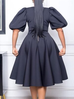 Party Ruched Crew Neck Short Sleeve Midi Dress - Image 6