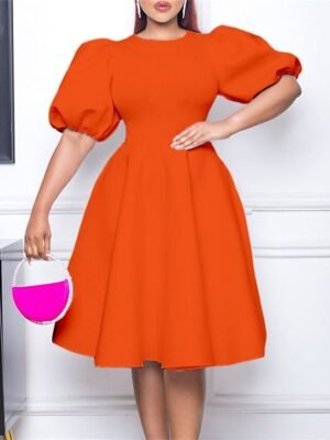 Party Ruched Crew Neck Short Sleeve Midi Dress - Image 7