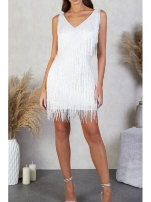 Party Slim Pure Colour Spaghetti Strap Sleeveless Mini Dress - Image 2