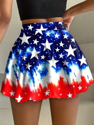 Patriotic Casual High Waist Graphic Mini Skirt - Image 2