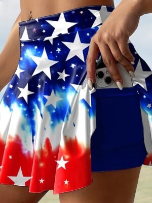 Patriotic Casual High Waist Graphic Mini Skirt - Image 3