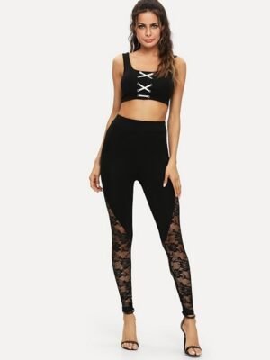 Plain Slim Mid Waist Full Length Leggings - Image 4
