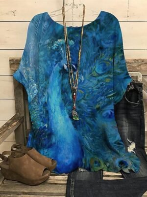 Punk & Gothic Plus Size Graphic Polka Dot Round Neck Short Sleeve Regular Blouse - Image 1