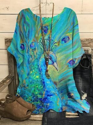 Punk & Gothic Plus Size Graphic Polka Dot Round Neck Short Sleeve Regular Blouse - Image 2