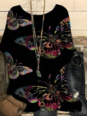 Punk & Gothic Plus Size Graphic Polka Dot Round Neck Short Sleeve Regular Blouse - Image 3