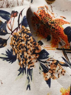 Retro Loose Fit Trees V Neck Long Sleeve Warm Sherpa Coat - Image 8