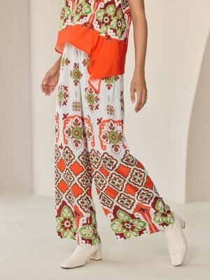 Satin Bohemian Wide Leg Pocket Trousers - Image 13