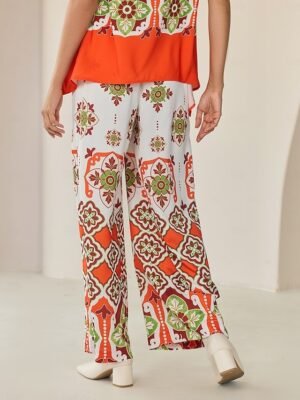 Satin Bohemian Wide Leg Pocket Trousers - Image 15