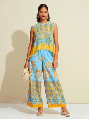 Satin Bohemian Wide Leg Pocket Trousers - Image 27