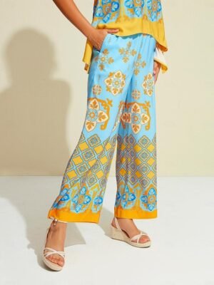 Satin Bohemian Wide Leg Pocket Trousers - Image 6