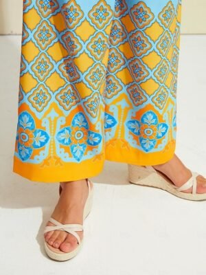 Satin Bohemian Wide Leg Pocket Trousers - Image 7