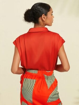 Satin Striped V Neck Sleeveless Jumpsuit - Image 13