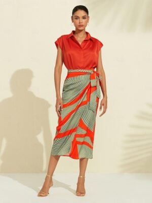 Satin Striped V Neck Sleeveless Jumpsuit - Image 25