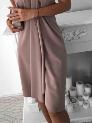 Semi Formal Regular Fit Graphic Halter Neck Sleeveless Mini Dress - Image 3
