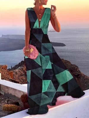 Sexy Casual Loose Floral Deep V Neck Sleeveless Maxi Dress - Image 10