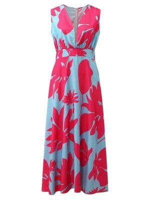 Sexy Casual Loose Floral Deep V Neck Sleeveless Maxi Dress - Image 16