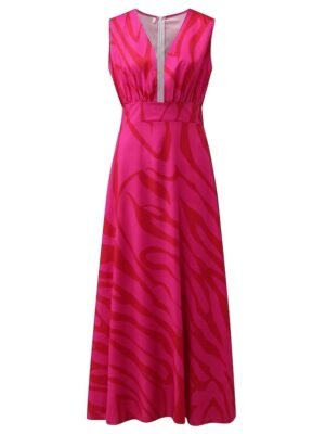 Sexy Casual Loose Floral Deep V Neck Sleeveless Maxi Dress - Image 2