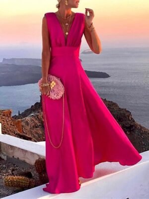 Sexy Casual Loose Floral Deep V Neck Sleeveless Maxi Dress - Image 20