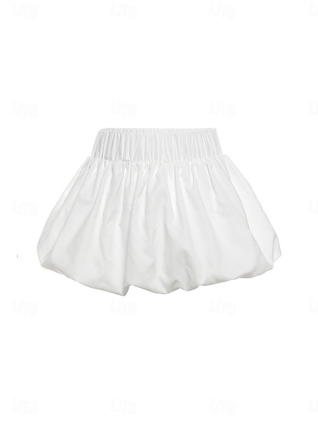 Sexy High Waist Solid Mini Bubble Skirt - Image 3
