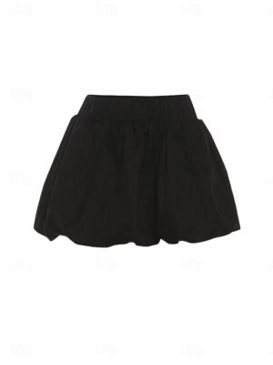 Sexy High Waist Solid Mini Bubble Skirt - Image 4