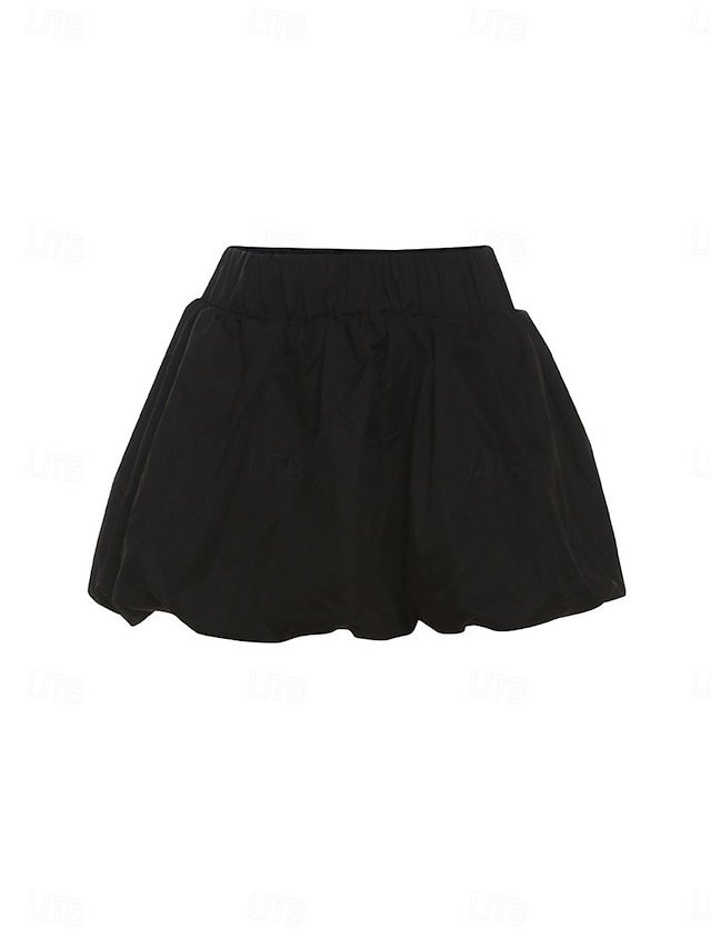 Sexy High Waist Solid Mini Bubble Skirt - Image 4