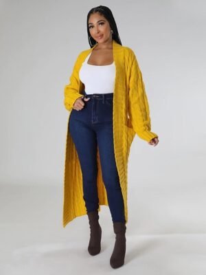 Sexy Loose Solid V Neck Drop Shoulder Long Sleeve Tunic Cardigan - Image 10