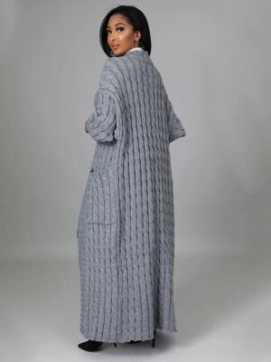 Sexy Loose Solid V Neck Drop Shoulder Long Sleeve Tunic Cardigan - Image 14