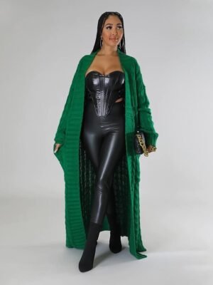 Sexy Loose Solid V Neck Drop Shoulder Long Sleeve Tunic Cardigan - Image 26