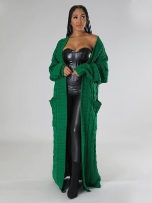 Sexy Loose Solid V Neck Drop Shoulder Long Sleeve Tunic Cardigan - Image 28