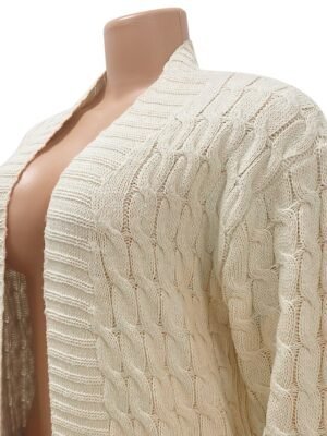 Sexy Loose Solid V Neck Drop Shoulder Long Sleeve Tunic Cardigan - Image 3