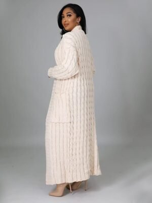 Sexy Loose Solid V Neck Drop Shoulder Long Sleeve Tunic Cardigan - Image 33