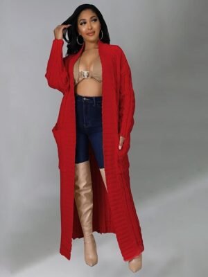 Sexy Loose Solid V Neck Drop Shoulder Long Sleeve Tunic Cardigan - Image 41