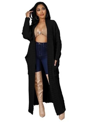 Sexy Loose Solid V Neck Drop Shoulder Long Sleeve Tunic Cardigan - Image 8