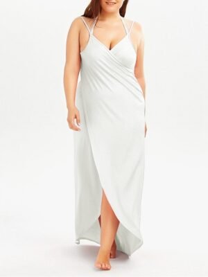 Sexy Plus Size Pure Colour Open Back Strap Beach Dress - Image 11