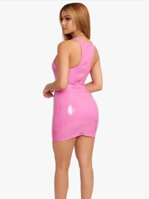 Sexy Slim Pure Color Deep U Sleeveless Mini Dress - Image 22
