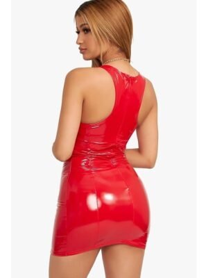 Sexy Slim Pure Color Deep U Sleeveless Mini Dress - Image 23