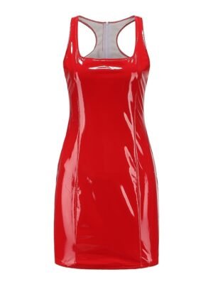 Sexy Slim Pure Color Deep U Sleeveless Mini Dress - Image 4